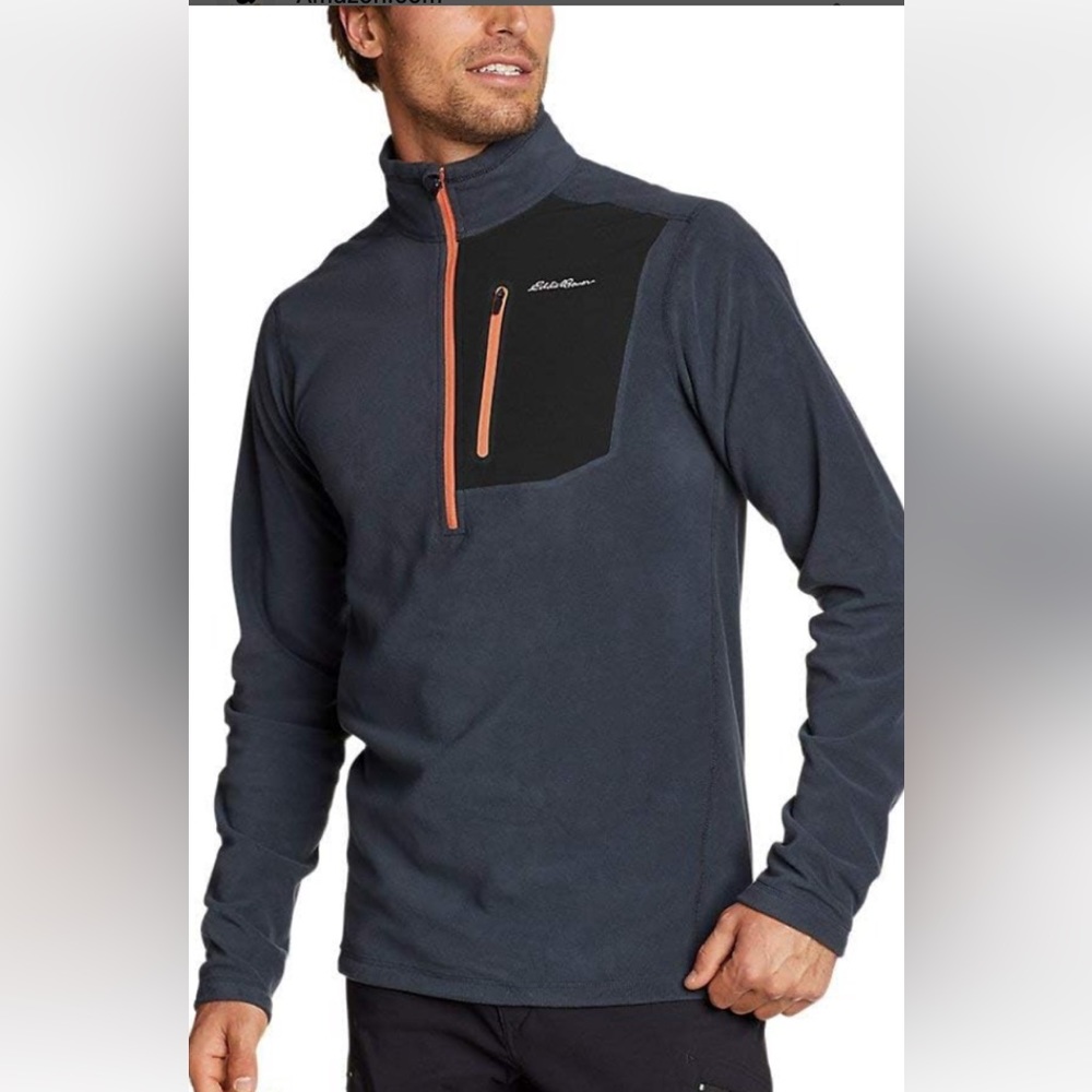 Eddie Bauer First Ascent Men's Size Large 1/4 Zip Pullover Fleece Storm Gray